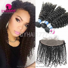 13x4/13x6 Lace Frontal With 3 or 4 Bundles Royal Virgin Peruvian Deep Curly Human Hair Extensions