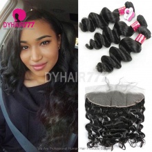 13x4 Lace Frontal With 3 or 4 Bundles Royal Virgin Malaysian Loose Wave Human Hair Extensions