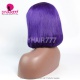 150% Density Bob Lace Front Wig Ombre Color 1B/Purple Straight Virgin Human Lace Wig