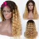 T4/27 Ombre Color 130% Density 1B# Top Quality Virgin Human Hair Deep Wave Lace Frontal Wigs 