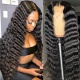 130% Density 1B# Top Quality Virgin Human Hair Deep Wave Full Lace Wigs Natural Color