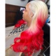 Stylist Wig As Picture 100% Virgin Human Hair Body Wave Ombre Blonde Red 130% Density