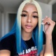 Stylist Wig As Picture 100% Virgin Human Hair Straight Blonde Ombre Signal Blue 130% Density