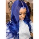 Stylist Wig As Picture 100% Virgin Human Hair Wavy Black Blue 130% Density