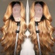 Stylist Wig As Picture 100% Virgin Human Hair Wavy Ombre Sandy Yellow 130% Density