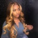 Stylist Wig As Picture 100% Virgin Human Hair Body Wavy Highlight Ombre Color 130% Density