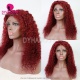 Stylist Wig As Picture 100% Virgin Human Hair Deep Wave Ruby Red 130% Density