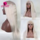 Stylist Wig As Picture 100% Virgin Human Hair Straight Silk Grey 130% Density