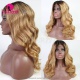 Stylist Wig As Picture 100% Virgin Human Hair Wavy Ombre Color 130% Density