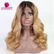 Stylist Wig As Picture 100% Virgin Human Hair Wavy Ombre Color 130% Density