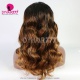 Stylist Wig As Picture 100% Virgin Human Hair Wavy Ombre Brown 130% Density