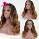 Stylist Wig As Picture 100% Virgin Human Hair Wavy Ombre Brown 130% Density