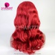 Stylist Wig As Picture 100% Virgin Human Hair Wavy Dark Red 130% Density