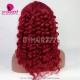 Stylist Wig As Picture 100% Virgin Human Hair Loose Wavy Purple Red Color 130% Density