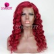 Stylist Wig As Picture 100% Virgin Human Hair Loose Wavy Purple Red Color 130% Density