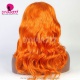 Stylist Wig As Picture 100% Virgin Human Hair Wavy Luminous orange 130% Density