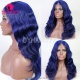 Stylist Wig As Picture 100% Virgin Human Hair Wavy Black Blue 130% Density