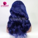 Stylist Wig As Picture 100% Virgin Human Hair Wavy Black Blue 130% Density