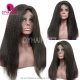 Color 1B# 13*4 Lace Frontal Wigs Kinky Straight 130% Density Top Quality Virgin Human Hair 