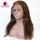 Color 4# 13*4 Lace Frontal Wigs Deep Curly 130% Density Top Quality Virgin Human Hair 