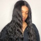 Stock Clearance Color 1B# 13*4 Lace Frontal Wigs Natural Wave 130% Density Top Quality Virgin Human Hair With Elastic Band 