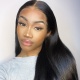 130% Density 1B# Top Quality Virgin Human Hair Straight Hair 13*4 Lace Frontal Wigs