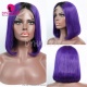 150% Density Bob Lace Front Wig Ombre Color 1B/Purple Straight Virgin Human Lace Wig