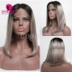 150% Density Bob Lace Front Wig Ombre Color 1B/Grey Straight Virgin Human Lace Wig