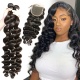 Best Match Top Lace Closure With 3 or 4 Bundles Brazilian Loose Wave Standard Virgin Human Hair Extensions