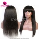 Full Machine Made Wigs With Bangs 200% Density Human Hair Wigs 100% Human Hair Natural Color