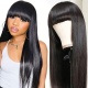 Full Machine Weft Made Wigs With Bangs 300% Density Human Hair Wigs 100% Human Hair (Not Have Lace)
