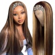 Highlighted Color P4/27# Headband Wigs 3/4 Half Wig 200% Density Human Hair Wigs 100% Human Hair 