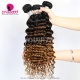 T1B/4/30# Three Tone Ombre Color 14A Royal Grade Deep Wave Body Wave 100% Virgin Hair Extension 1 Bundles