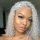 Bob Wigs Deep Curly Grey Color 150% Density Lace Frontal Wigs 100% Human Hair 