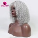 Bob Wigs Deep Curly Grey Color 150% Density Lace Frontal Wigs 100% Human Hair 