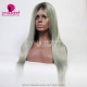 130% Density Ombre Grey Color Top Quality Virgin Human Hair Straight Hair Full Lace Wigs
