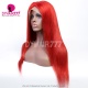 Color Red Queen 150% density Virgin Human Hair Straight Lace Front Wigs With Natural Hairline