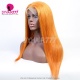 Orange Color 130% density Top Quality Virgin Human Hair Straight Hair Lace Front Wigs