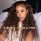 Color 4# 13*4 Lace Frontal Wigs Deep Curly 130% Density Top Quality Virgin Human Hair With Elastic Band 