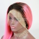 Ombre Pink Lace Frontal Wigs 180% Density Straight Hair 100% Virgin Human Hair
