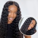 Color 1B# 13*4 Lace Frontal Wigs Deep Wave 130% Density Top Quality Virgin Human Hair With Elastic Band 