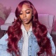Color 99j Full Frontal 13x4 Lace Wigs 180% Density Straight Body Wave Deep Wave Deep Curly Water Wave Virgin Human Hair