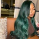 Dark Green Lace Front Wig 180% Density Straight Hair Virgin Human Lace Wig