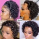 Lace Wig Pixie curly 13x1 Bob Lace Wigs 6inch Curly Remy Human Hair Wig 130% Density
