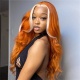 Ginger Color 350# With Blonde Highlights Lace Frontal Wigs 150% Density Virgin Human Hair