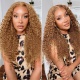 Honey Blonde Color 27# Lace Frontal Wig 130% Density Lace Wig Straight Hair 100% Virgin Human Hair