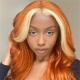 Ginger Color 350# With Blonde Highlights Lace Frontal Wigs 150% Density Virgin Human Hair