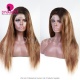 Highlights Honey Brown Color Lace Frontal Wigs 180% Density Straight Virgin Human Hair