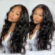 【BOGO Buy one get one free】 Color 1B# 13*4 Lace Frontal Wigs Body Wave 130% Density Top Quality Virgin Human Hair With Elastic Band 