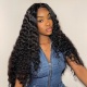 Color 1B# 13*4 Lace Frontal Wigs Deep Wave 180% Density Top Quality Virgin Human Hair 